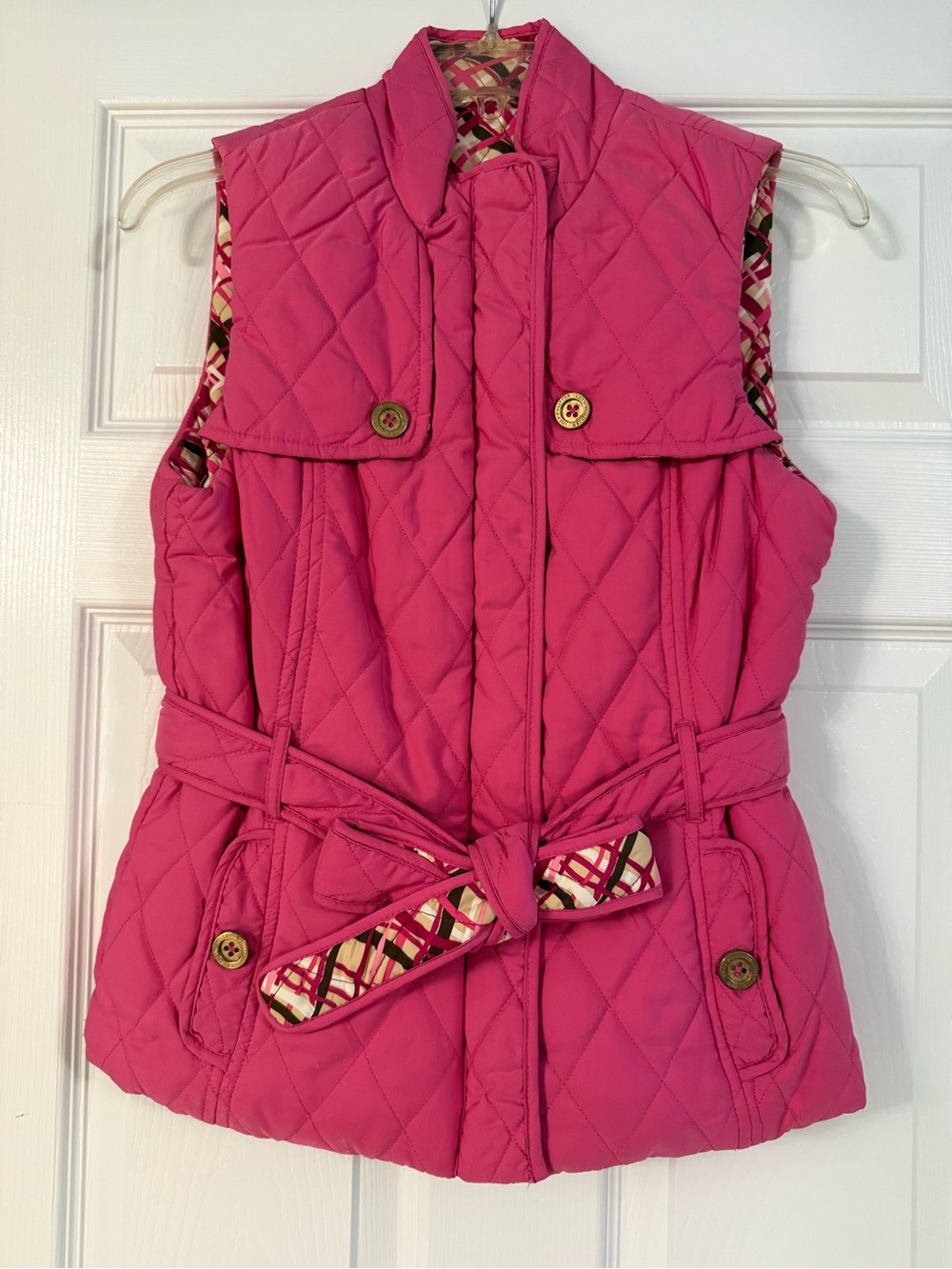 Lilly Pulitzer Hot Pink Quilted Belted Vest